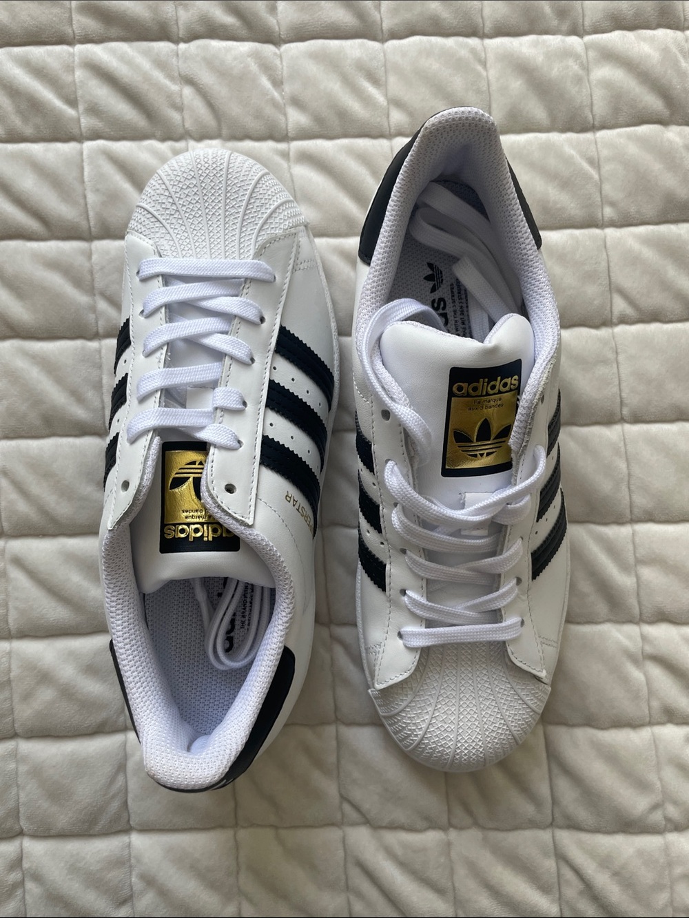 adidas White and Black Classic Shell-Toe Sneakers